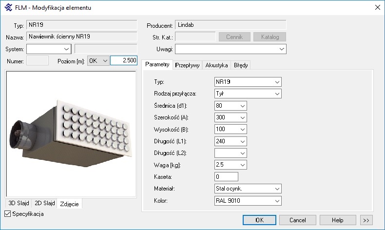Rys. 6.Nawiewnik Ścienny NR19 LINDAB