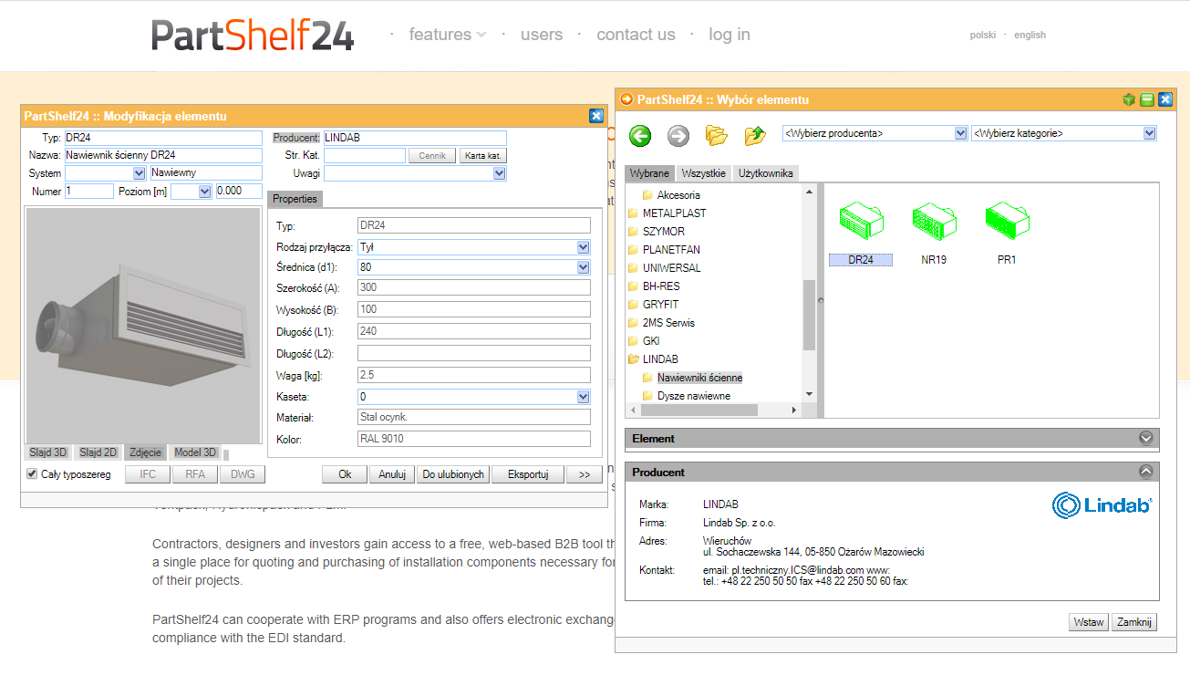 Biblioteka CAD & BIM elementów z oferty Lindab